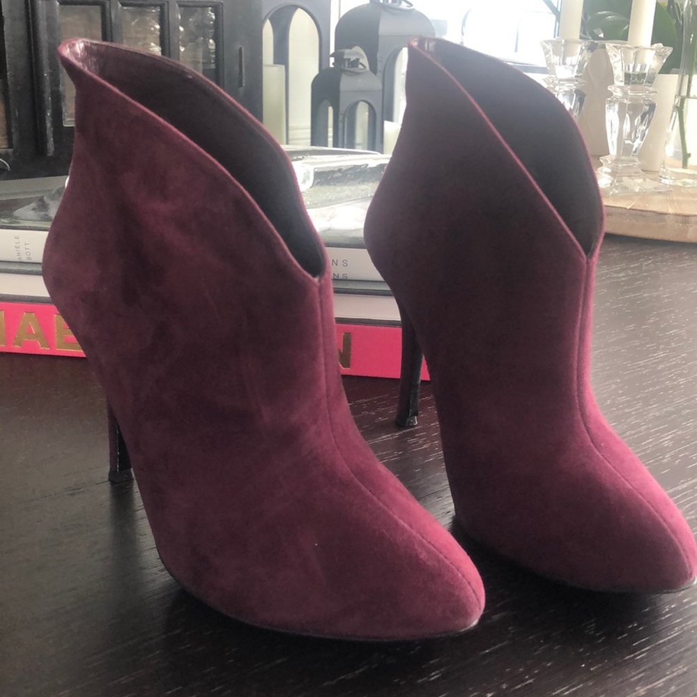 Plum suede booties
